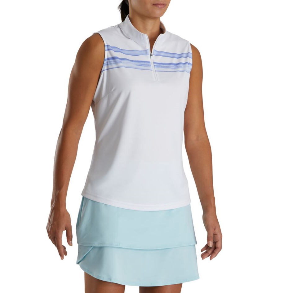 Weiß-violett Footjoy Switzerland ärmelloses Aquarellfarbenes Blockkleid Für Damen – Stil Der Vorherigen Saison