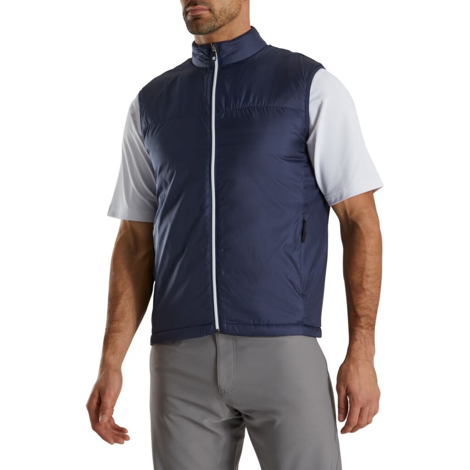 Footjoy Switzerland Marineblaue, Isolierte Weste Mit Durchgehendem Reißverschluss