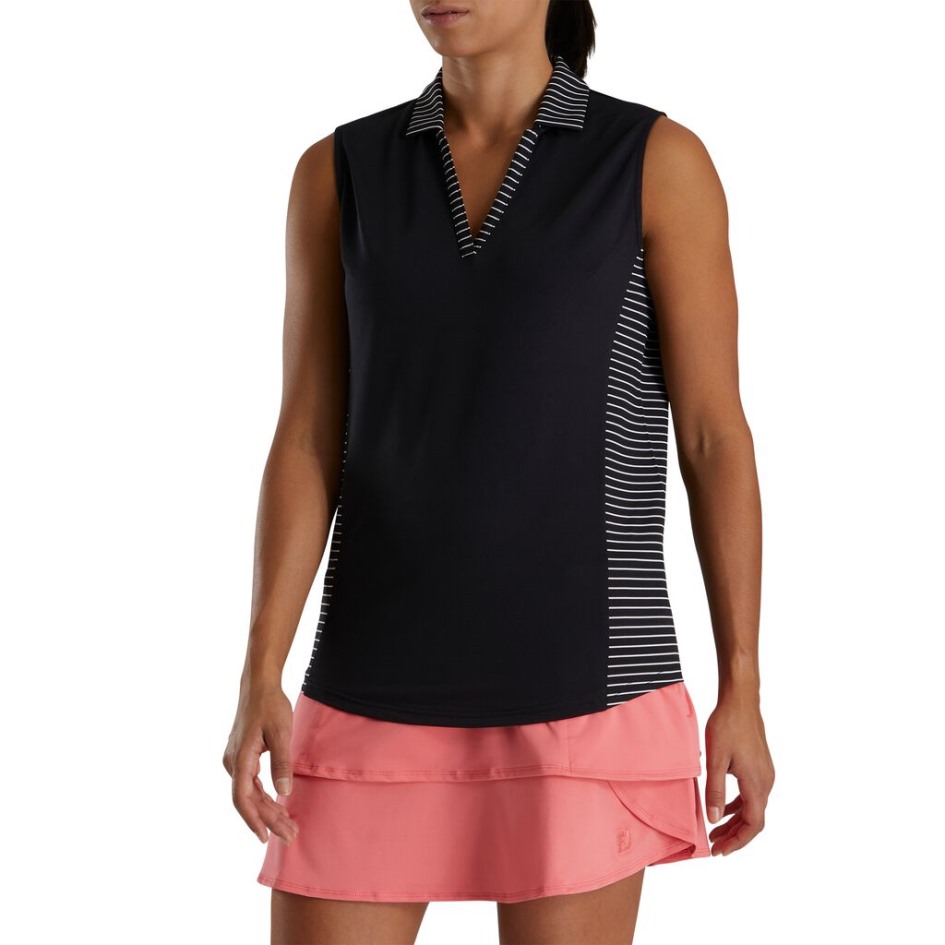 Black Footjoy Switzerland ärmellose Offene Knopfleiste Damen