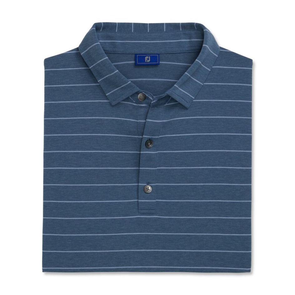Footjoy Switzerland Heather Storm-River Rock Athletic Fit Offen Gestreifter Jersey Mit Stehkragen