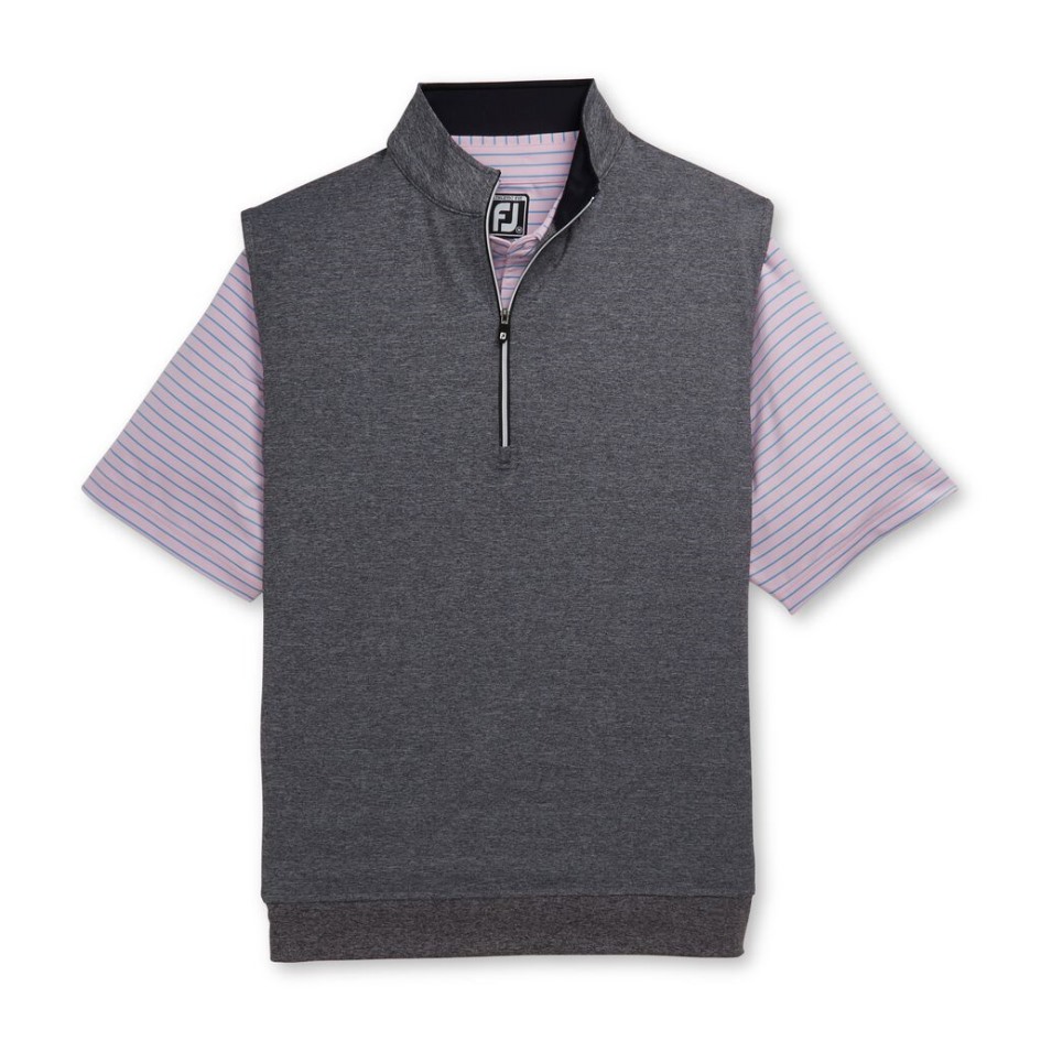 Anthrazit Meliert Footjoy Switzerland Jersey-Weste Mit Halbem Reißverschluss
