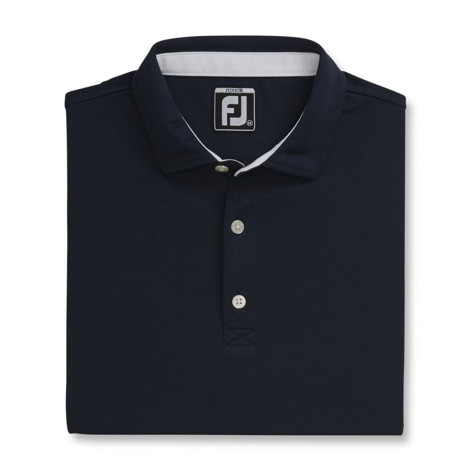 Footjoy Switzerland Navy Solid Pique Selbstkragen Junior