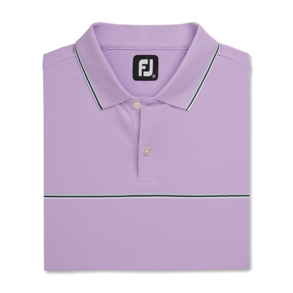 Footjoy Switzerland Kleine Details Stretch-Piqué-Strickkragen Lavendel
