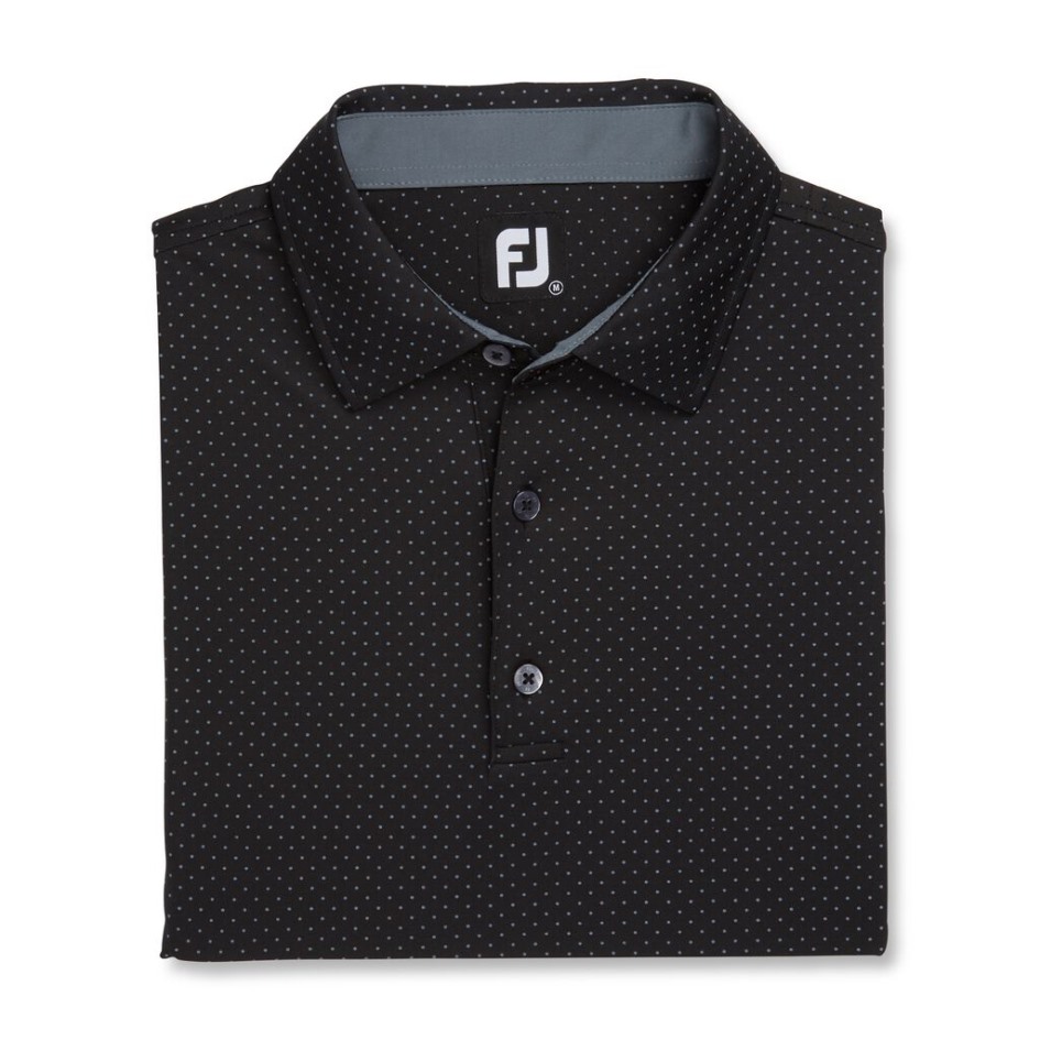 Elastischer Stoff Punktdruck Selbstkragen Schwarz-grau Footjoy Switzerland