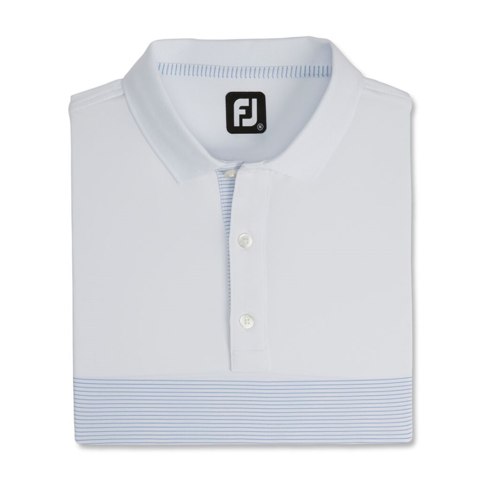 Footjoy Switzerland Lisle Engineered Pin Stripe Selbstkragen Weiß-royal