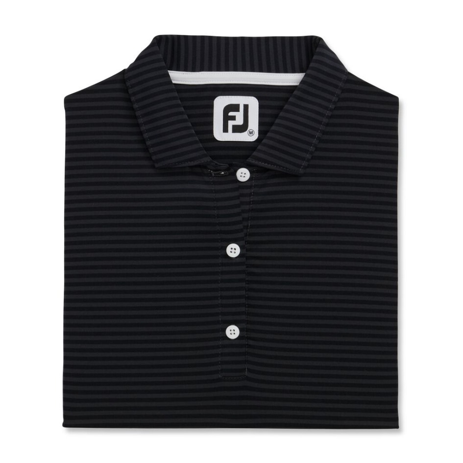 Footjoy Switzerland Schwarze Flügelärmel Tonal Gestreifte Damen – Stil Der Vorherigen Saison
