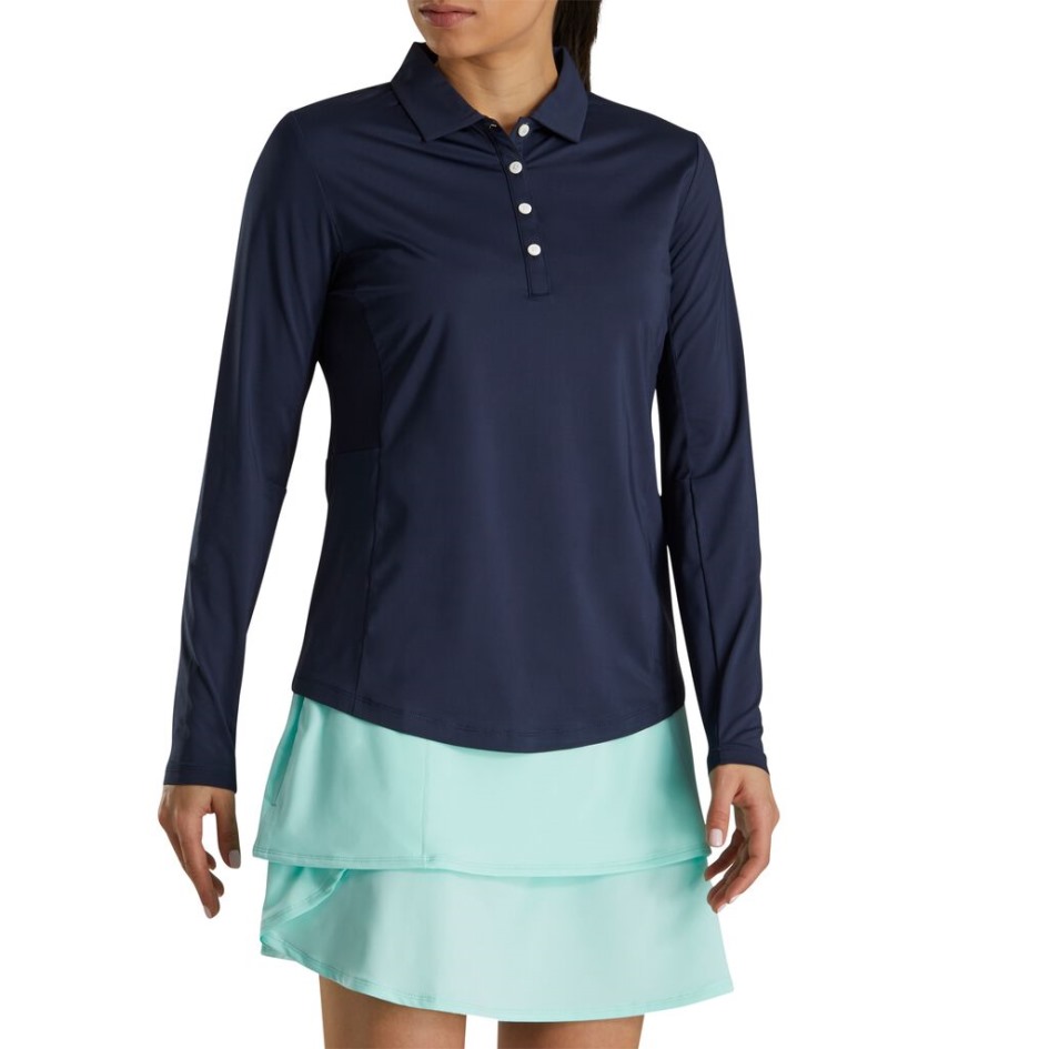 Navy Footjoy Switzerland Langarm Sonnenschutzshirt Damen