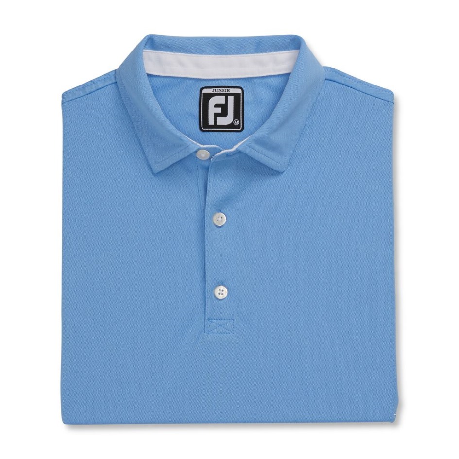 Footjoy Switzerland Solid Pique Selbstkragen Junior Hellblau