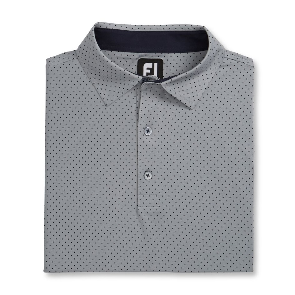 Grau Meliert Footjoy Switzerland Stretch Lisle Dot Print Selbstkragen