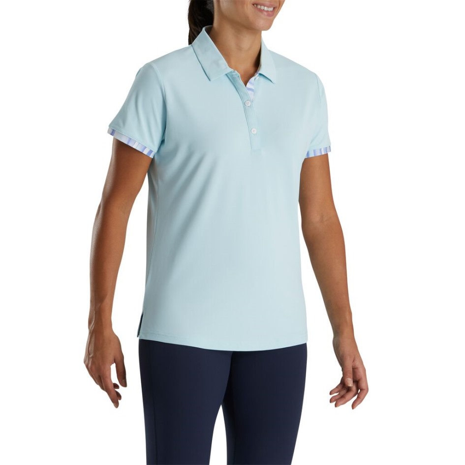 Footjoy Switzerland Kurzarm Aquarellbesatz Damen Im Stil Der Vorherigen Saison Sky