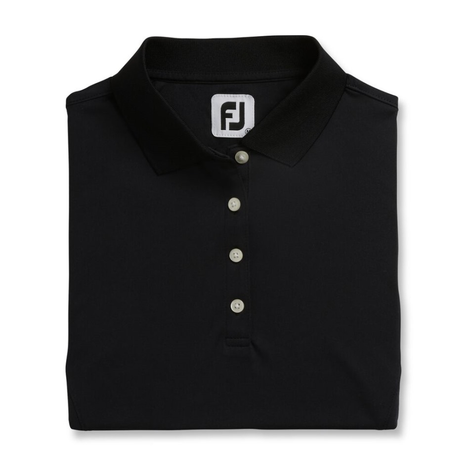 Schwarzes Prodry Interlock Hemd Strickkragen Damen Footjoy Switzerland