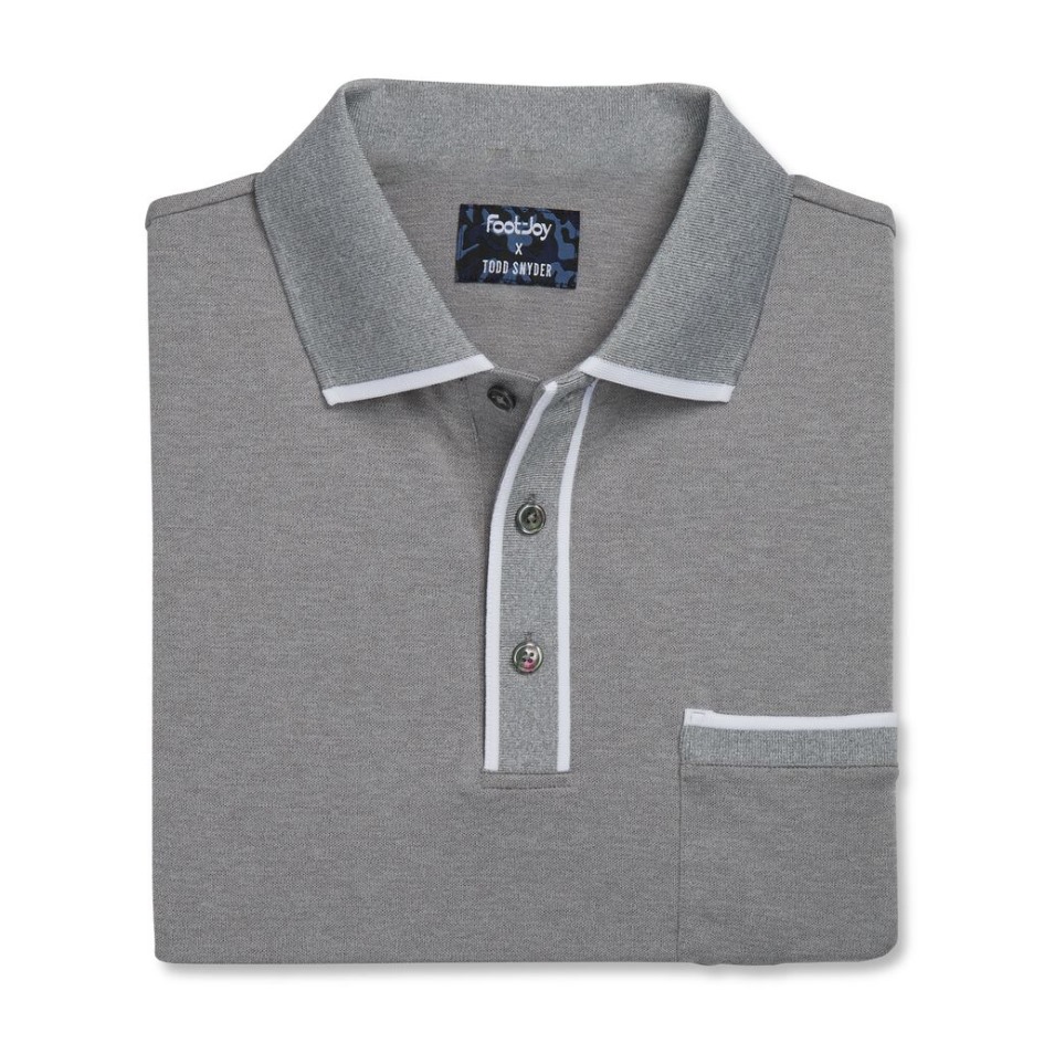 Tipped Pique Polo Hellgrau Meliert Footjoy Switzerland