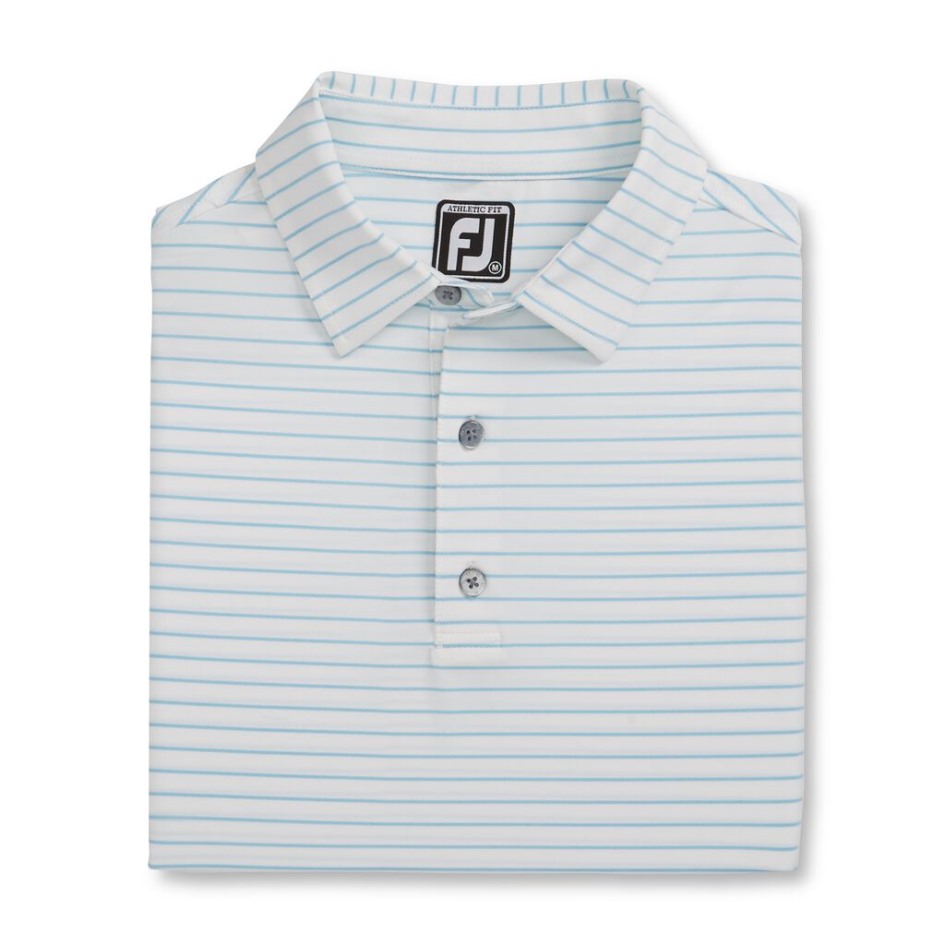 Footjoy Switzerland Weiß-blau Athletischer Fit Klassischer Streifen Selbstkragen