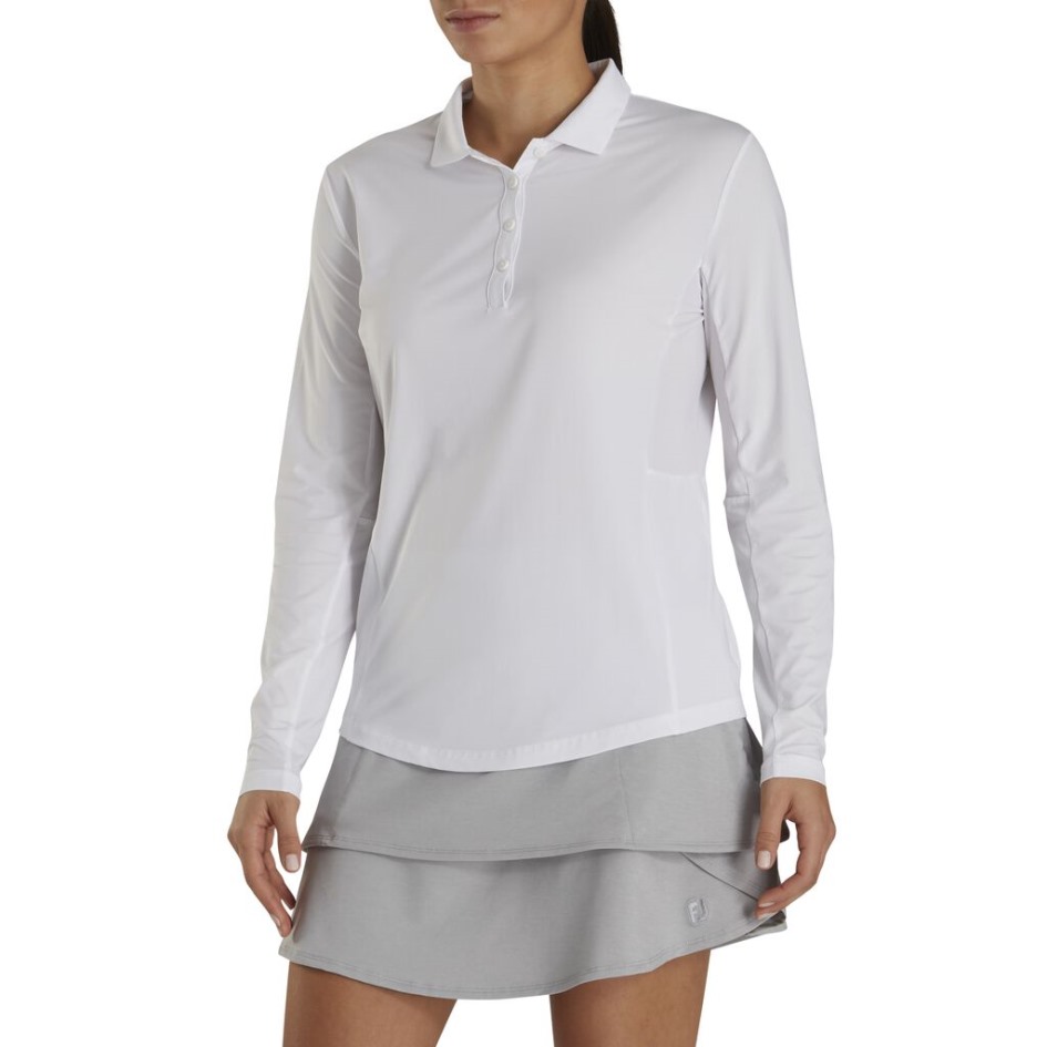 Langarm-Sonnenschutzshirt Damen Footjoy Switzerland White