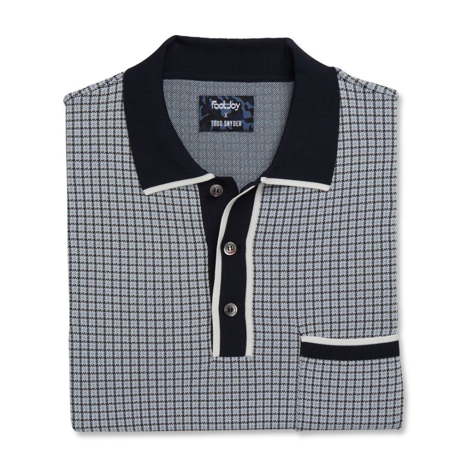 Hahnentritt-pullover Strick Polo Footjoy Switzerland White-navy