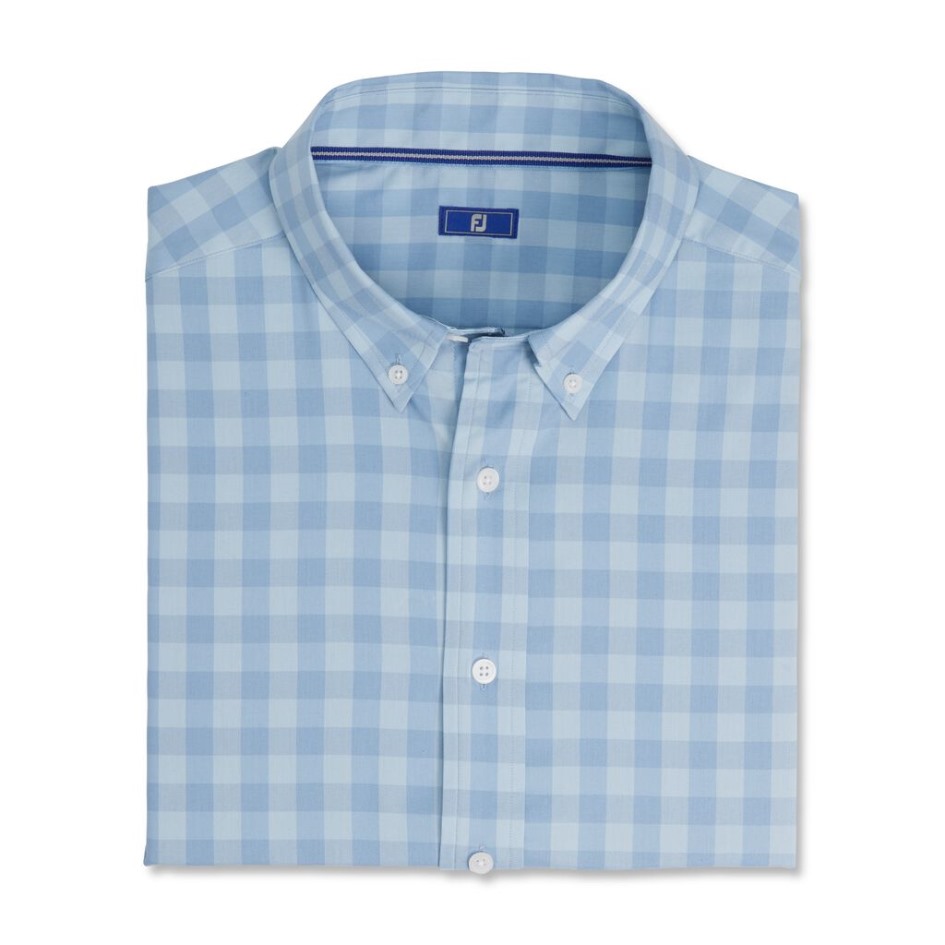 Gingham-Stretch-Baumwolle – Stil Der Vorherigen Saison Footjoy Switzerland Mist-wedgewood