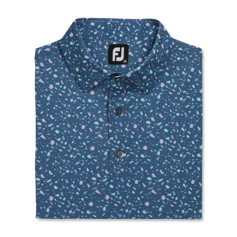 Footjoy Switzerland Terrazzo Print Lisle Selbstkragen Bluestone