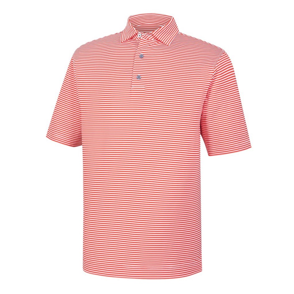 Scharlachrot-weißer Lisle Feeder Stripe Selbstkragen Footjoy Switzerland