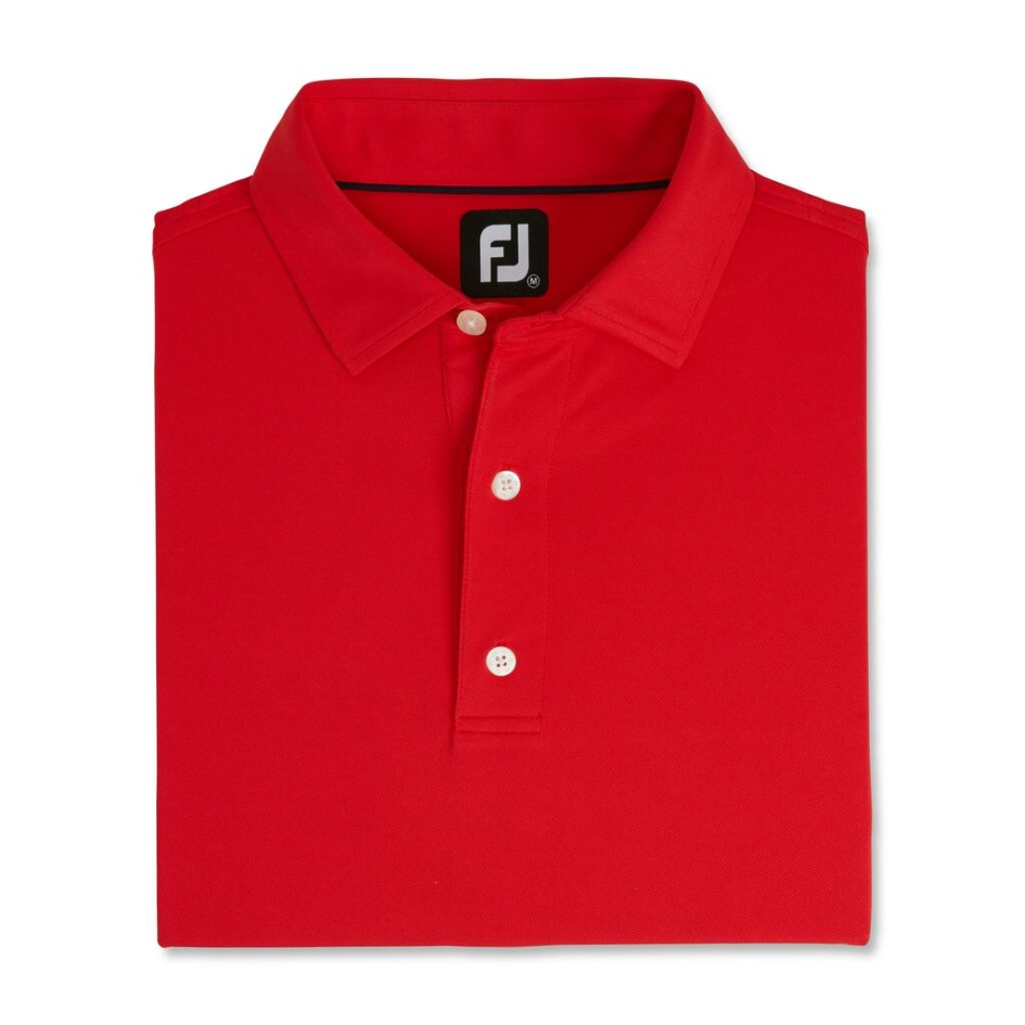 Footjoy Switzerland Rot Performance Stretch-Piqué Einfarbig Stehkragen