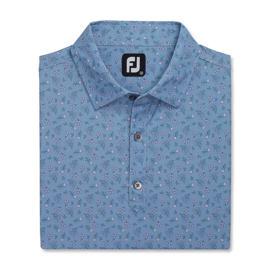Denim-Dusty Purple-Azure Footjoy Schweiz Mini-Blumen-Lisle-Kragen