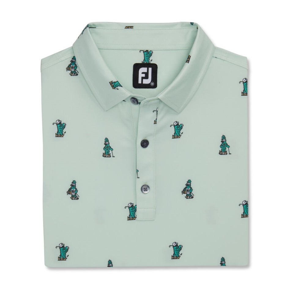 Mint Cactus Print Lisle Stehkragen Footjoy Switzerland