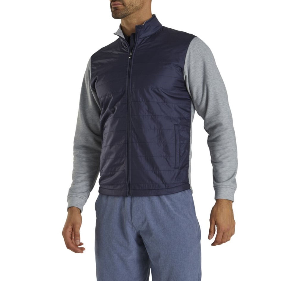 Hybridjacke Mit Durchgehendem Reißverschluss Footjoy Switzerland Navy-heather Grey