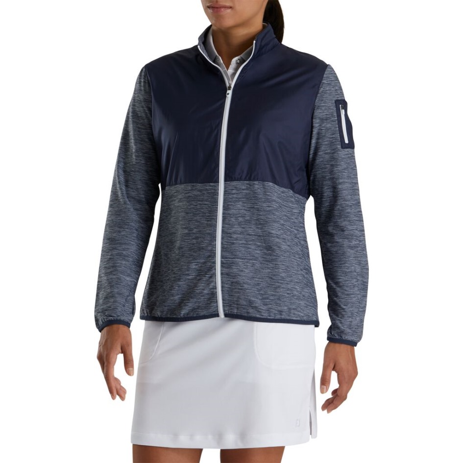 Navy Footjoy Switzerland Space Dye Midlayer Mit Durchgehendem Reißverschluss Für Damen