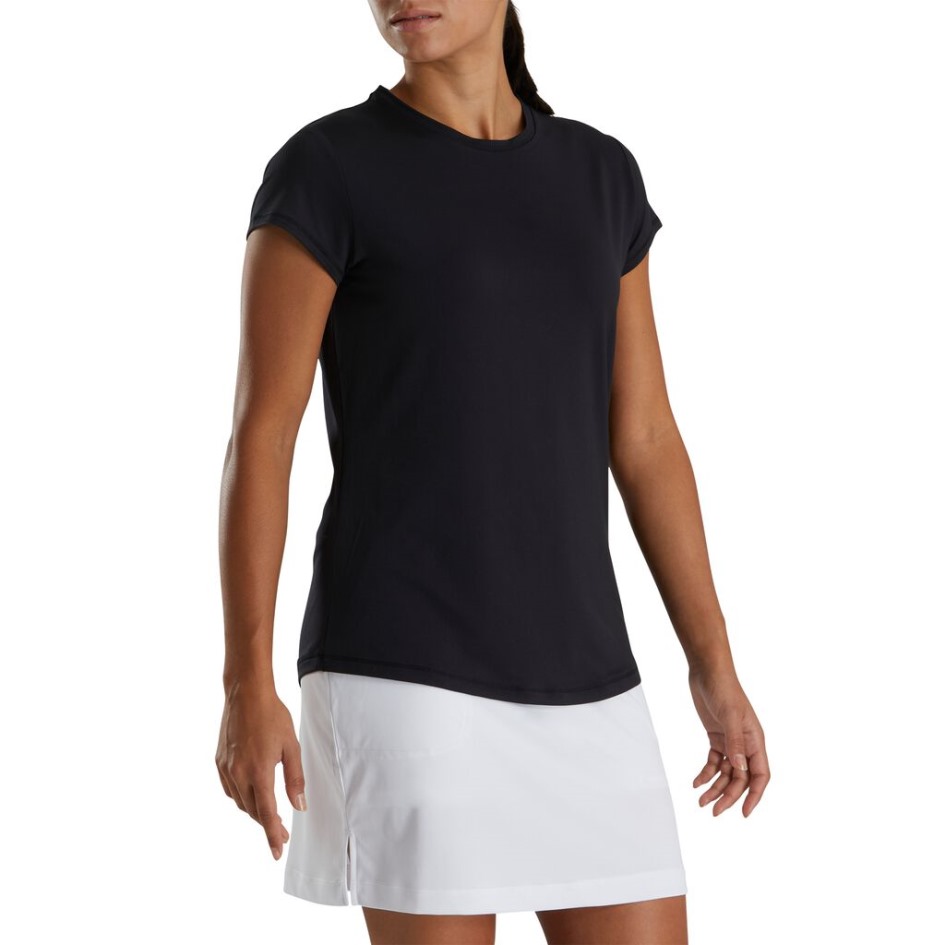 Kurzarm Rundhals Damen Schwarz Footjoy Switzerland