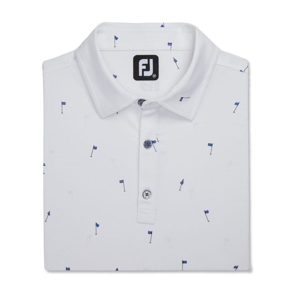 18-Loch-Print Lisle Selbstkragen Footjoy Switzerland White