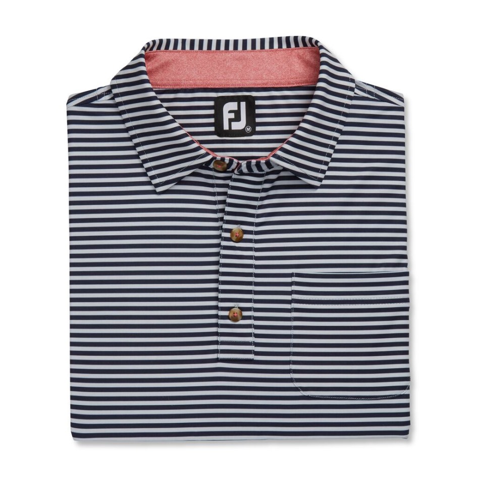 Marine-Creme Footjoy Schweiz Streifen Full Dull Stehkragen