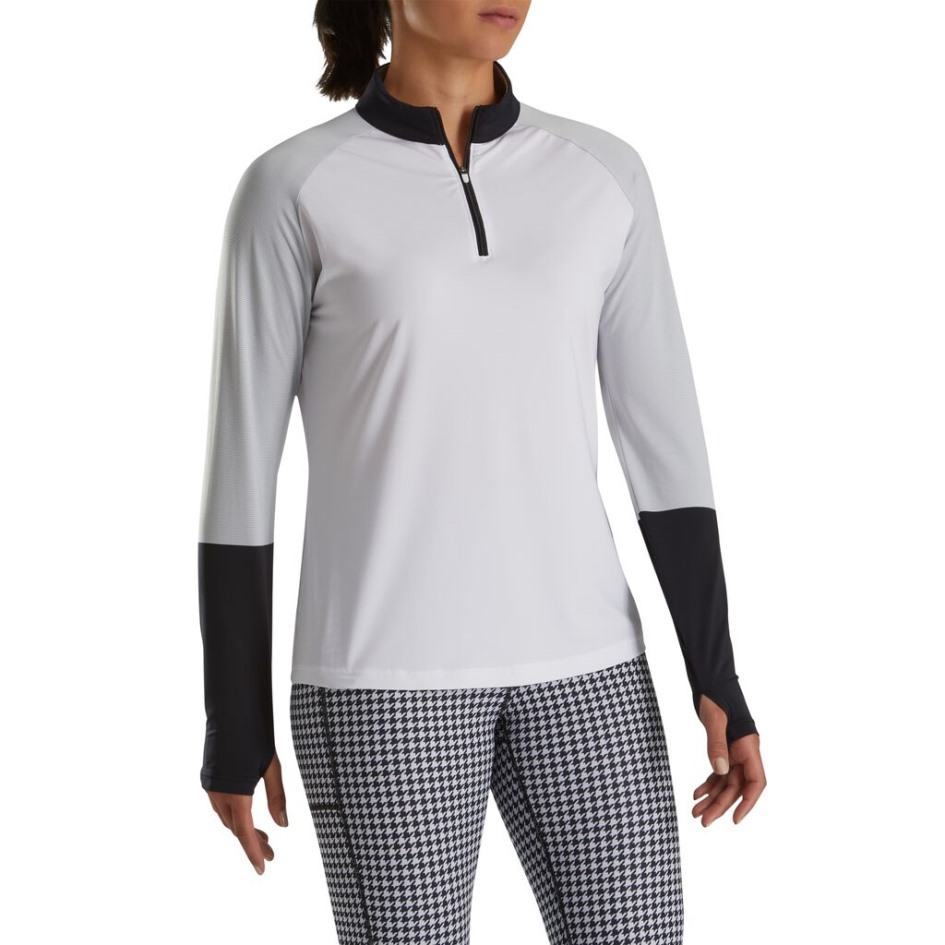 Weiß-grau-schwarzes Micro Stripe Sonnenschutzshirt Damen Footjoy Switzerland