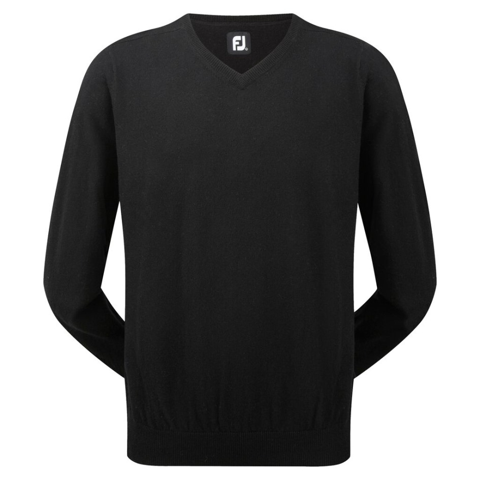 Schwarzer Lammwoll-Pullover Mit V-Ausschnitt Footjoy Switzerland