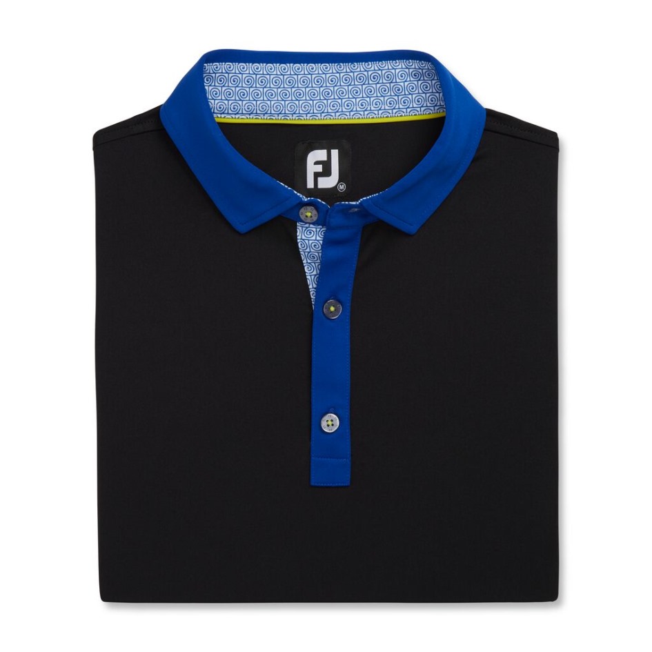 Footjoy Switzerland Schwarzer, Einfarbiger, Spiralförmiger Druckbesatz Mit Selbstkragen