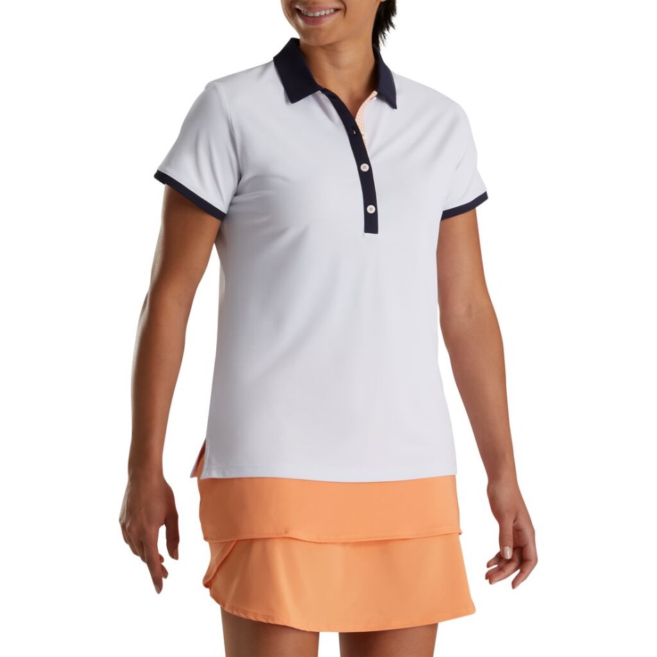 Hemd Mit Hahnentrittmuster Damen White-navy Footjoy Switzerland