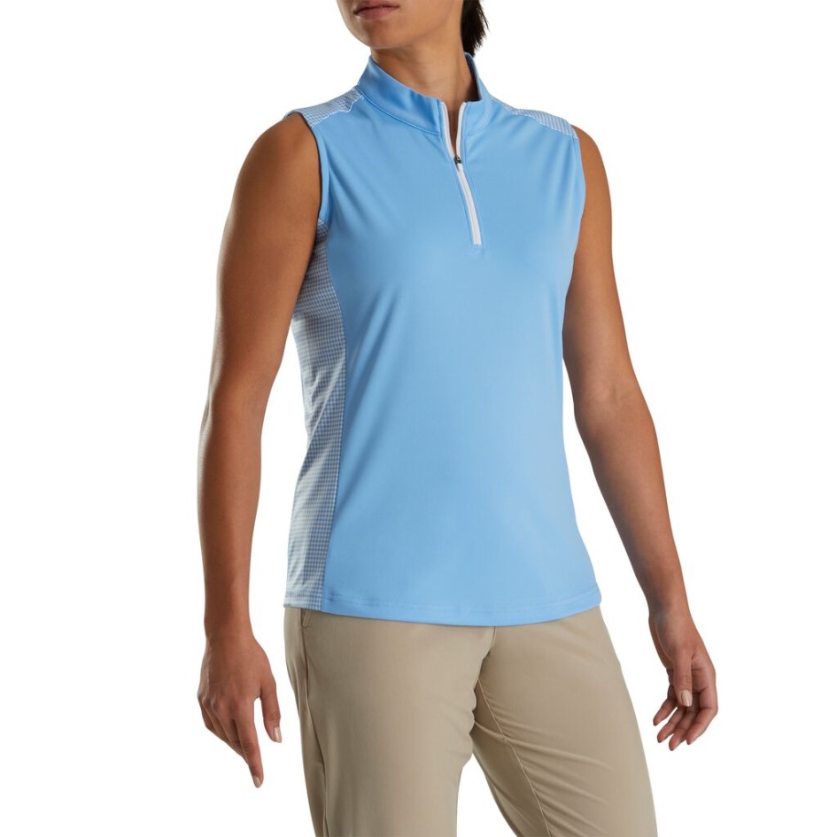 Blauer 1/4-Reißverschluss Mit Hahnentrittmuster Damen Footjoy Switzerland