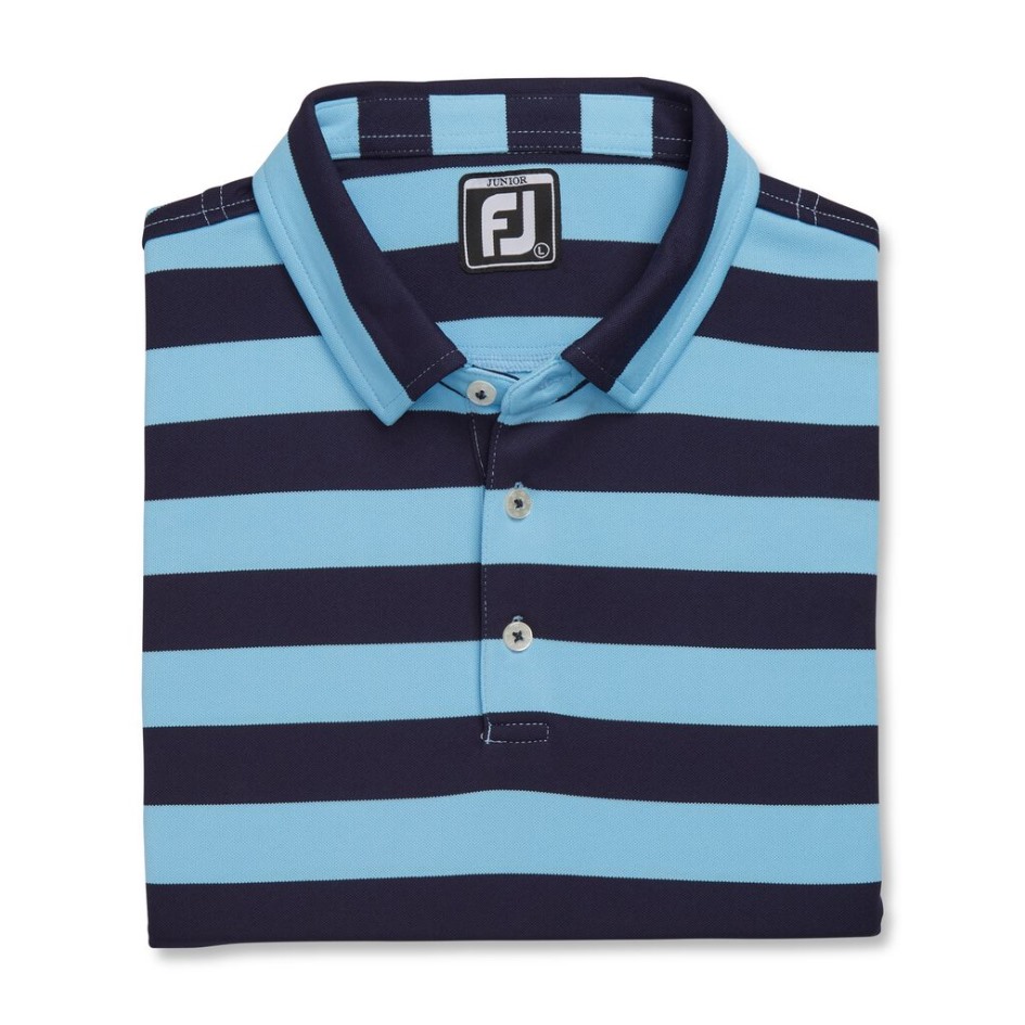 Rugby Stripe Pique Junior Hellblau-navy Footjoy Schweiz