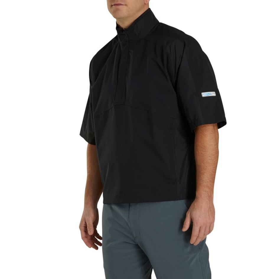 Schwarzes Footjoy Switzerland Hydrolite Kurzarm-Regenshirt