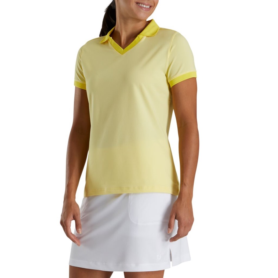 Footjoy Switzerland Gelb End-on-End Offener Kragen Damen