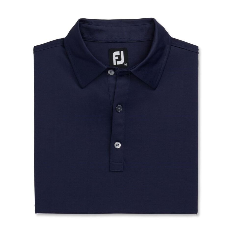 Footjoy Switzerland Navy Slub-Garn, Einfarbig, Selbstkragend – Stil Der Vorherigen Saison