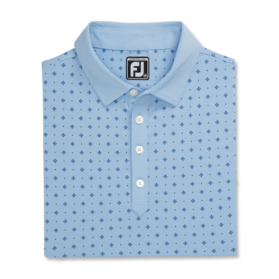 Hellblau-navy Sportliche Passform Deko-Print Stehkragen Footjoy Switzerland