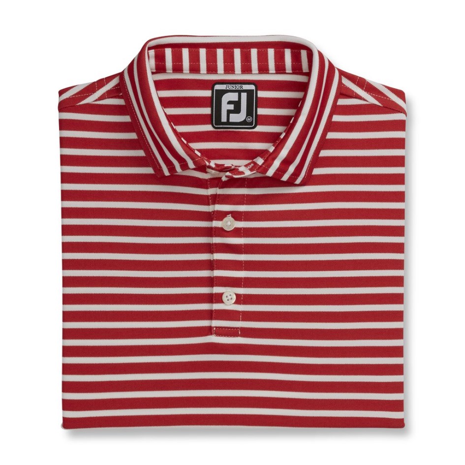 Footjoy Switzerland Rot-weiß Gestreifter Piqué-Kragen Junior