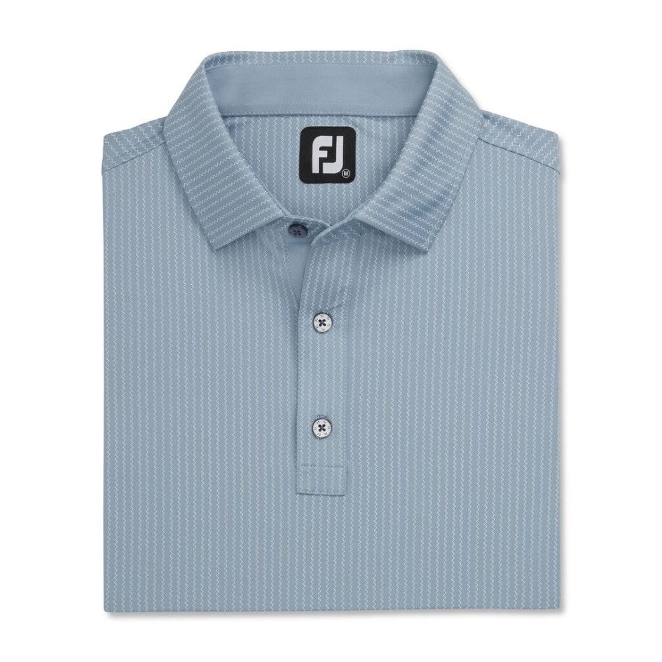 Zickzack-Print Lisle Stehkragen Footjoy Switzerland Taube Grau-weiß
