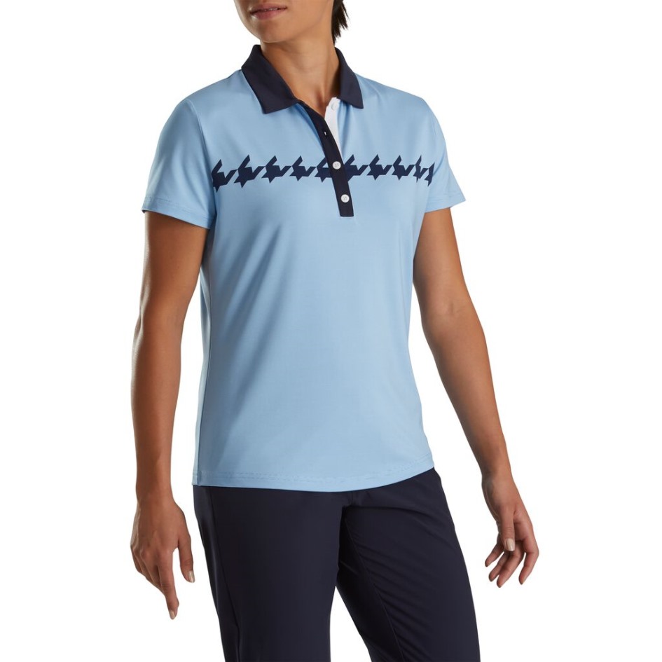 Blue Footjoy Switzerland Cap Sleeve Hahnentrittmuster Damen