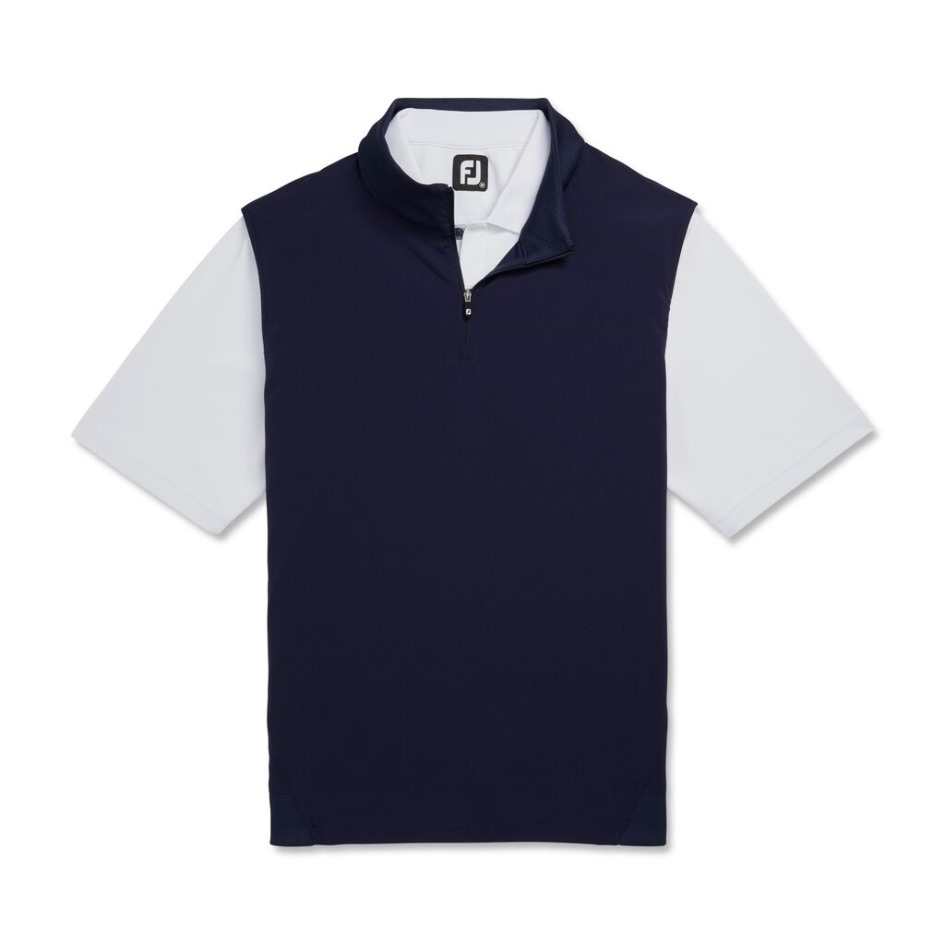 Footjoy Switzerland Marineblaue Stretch-Webweste Mit Strickakzenten