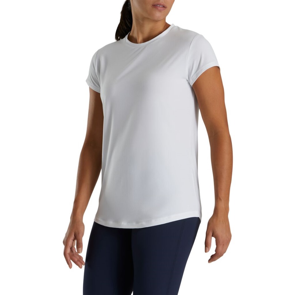 Weiß Kurzarm Rundhals Damen Footjoy Switzerland