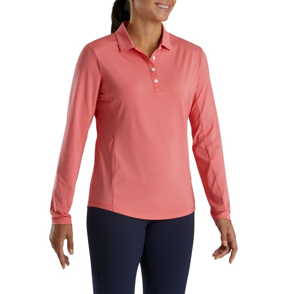 Bright Coral Footjoy Switzerland Langarm Sonnenschutz Shirt Damen