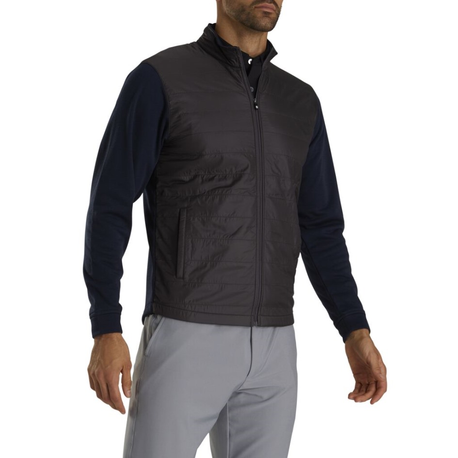 Anthrazit-navy Footjoy Schweiz Hybridjacke Mit Durchgehendem Reißverschluss