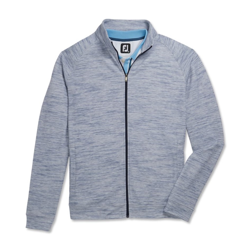 Marineblau Meliertes Jersey-Fleece Mit Durchgehendem Reißverschluss Im Stil Der Vorsaison Footjoy Switzerland