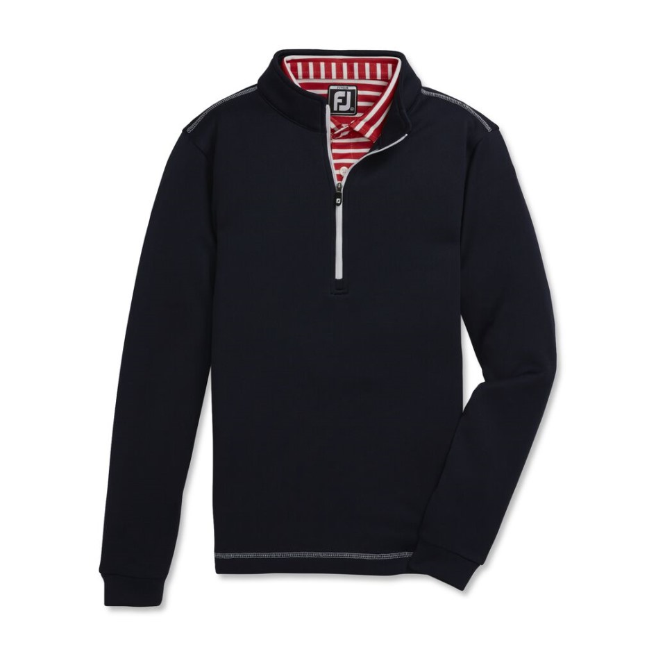Mid-Layer Mit Halbem Reißverschluss Und Kontrastnähten Für Junioren, Marineblau Footjoy Switzerland