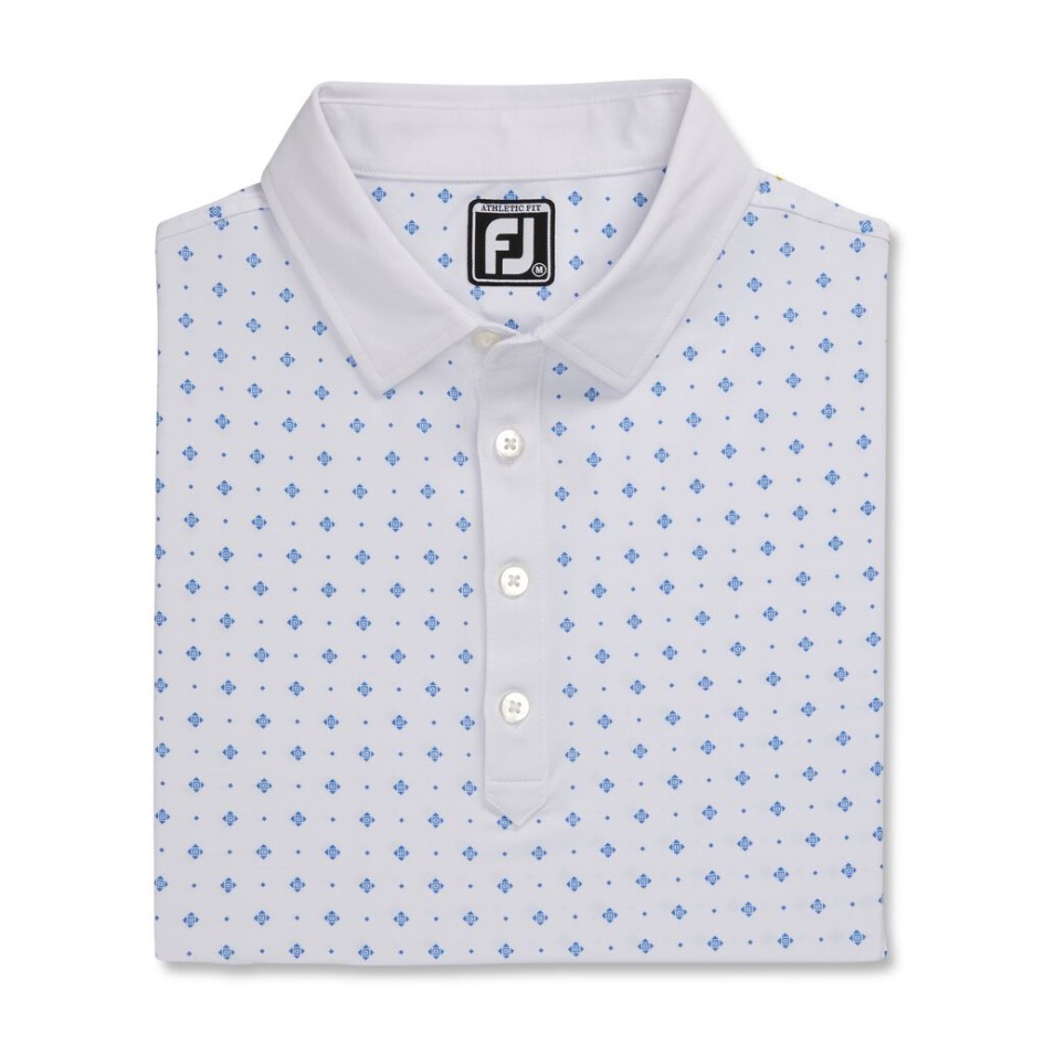 Footjoy Switzerland Weiß-royal Athletische Passform Deko-Print Selbstkragen